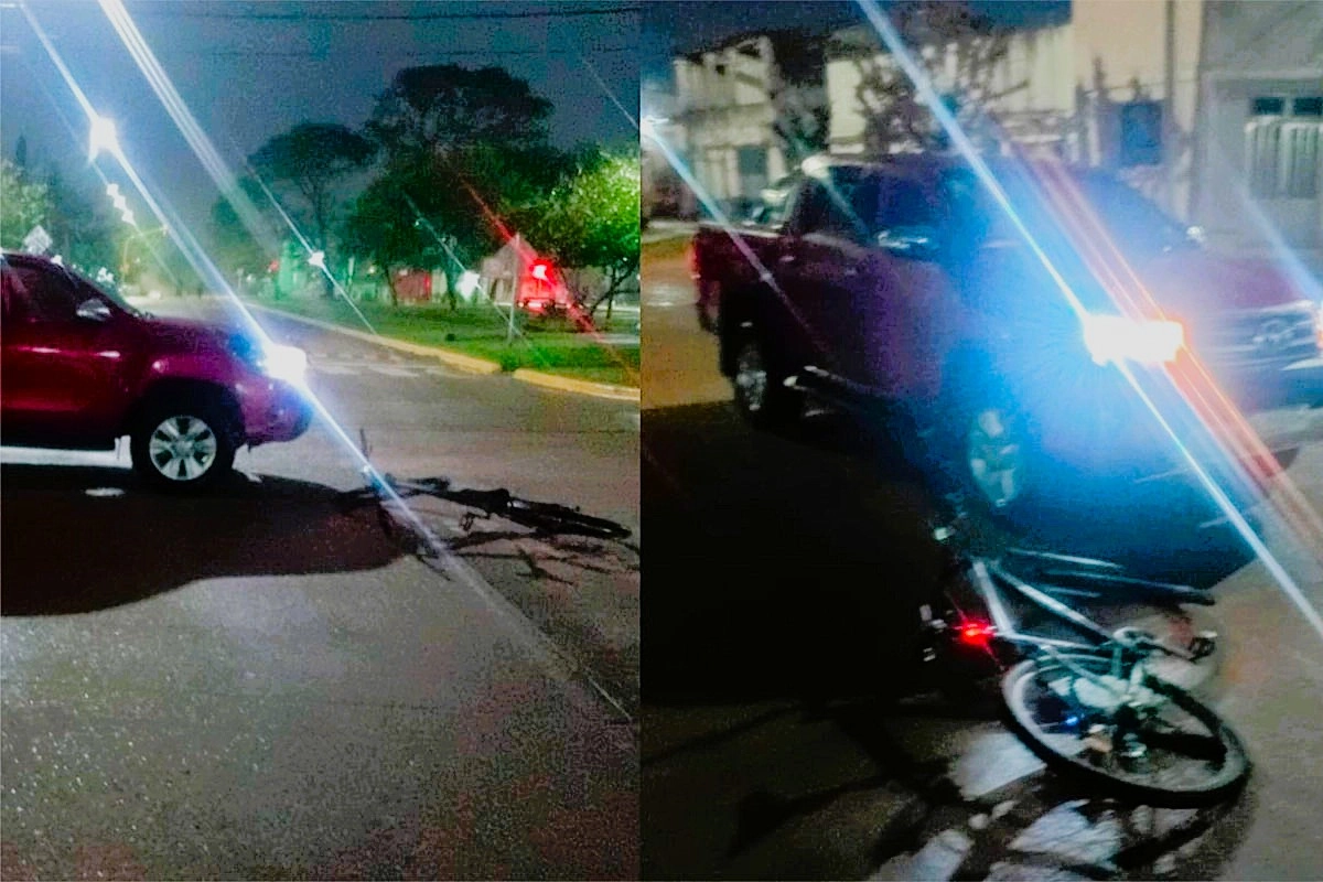 Ciclista embestido por una camioneta
