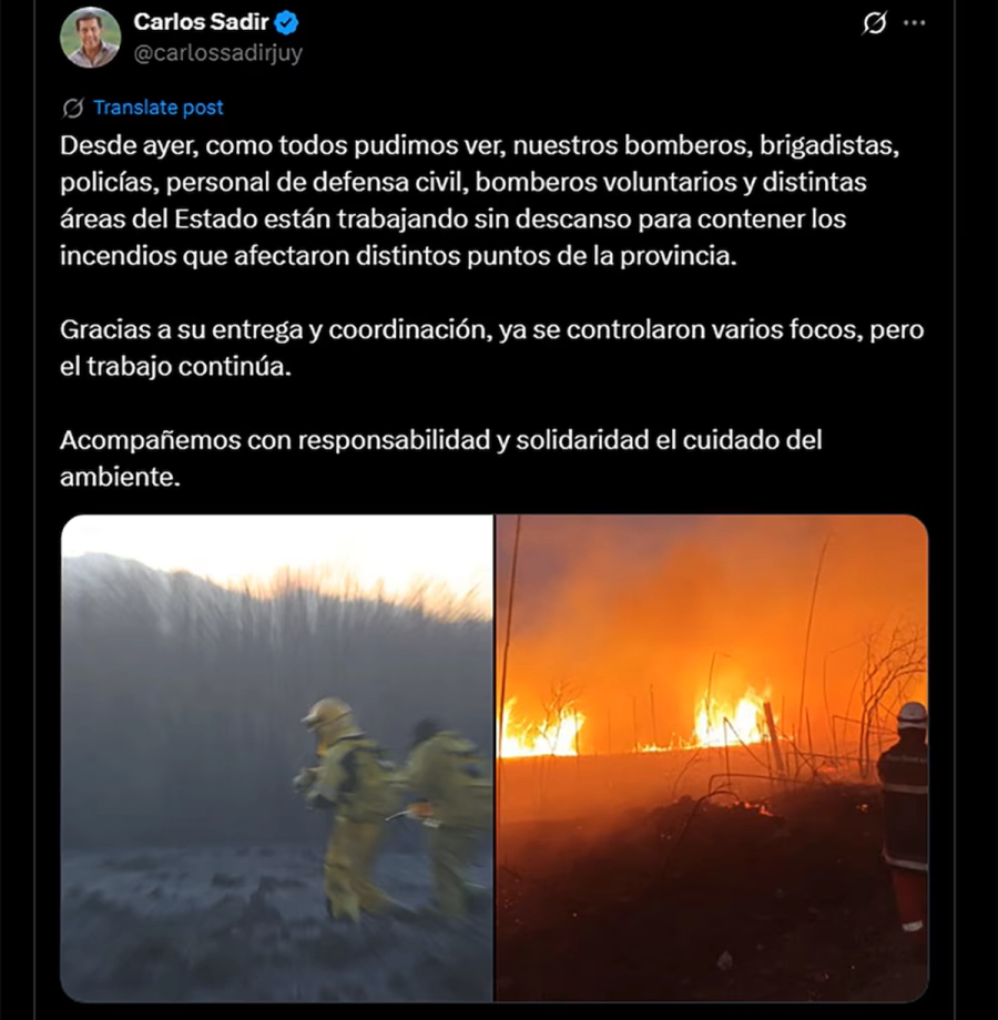 El gobernador juje&ntilde;o reunido con el equipo de combate contra el fuego