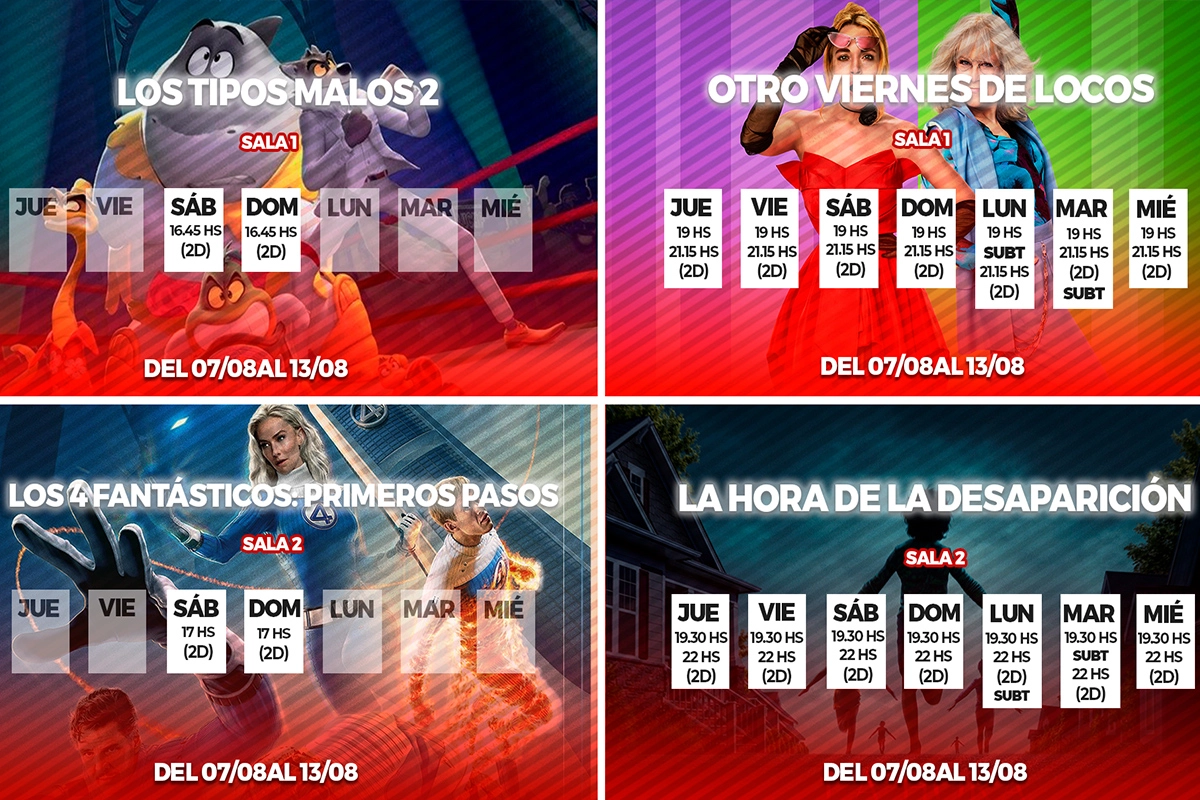 Cartelera del  7 al 13 de agosto