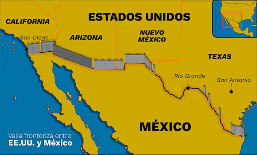 Frontera entre ambos pa&iacute;ses: Estados Unidos y M&eacute;xico